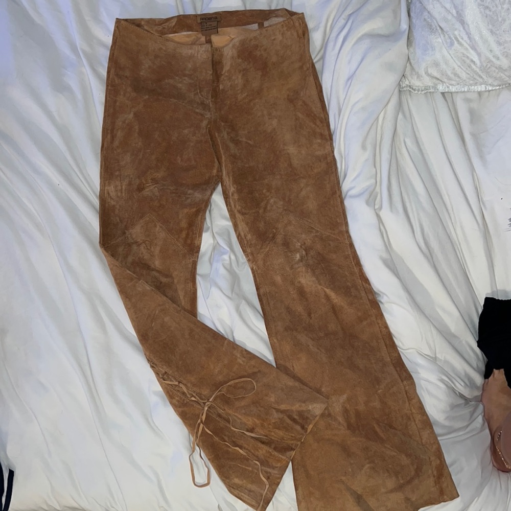 Western leather flare pants